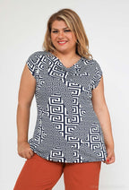 Plus Size Mönstrad Blus