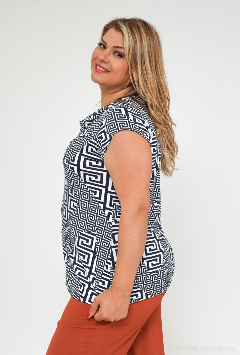 Plus Size Mönstrad Blus
