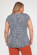 Plus Size Mönstrad Blus