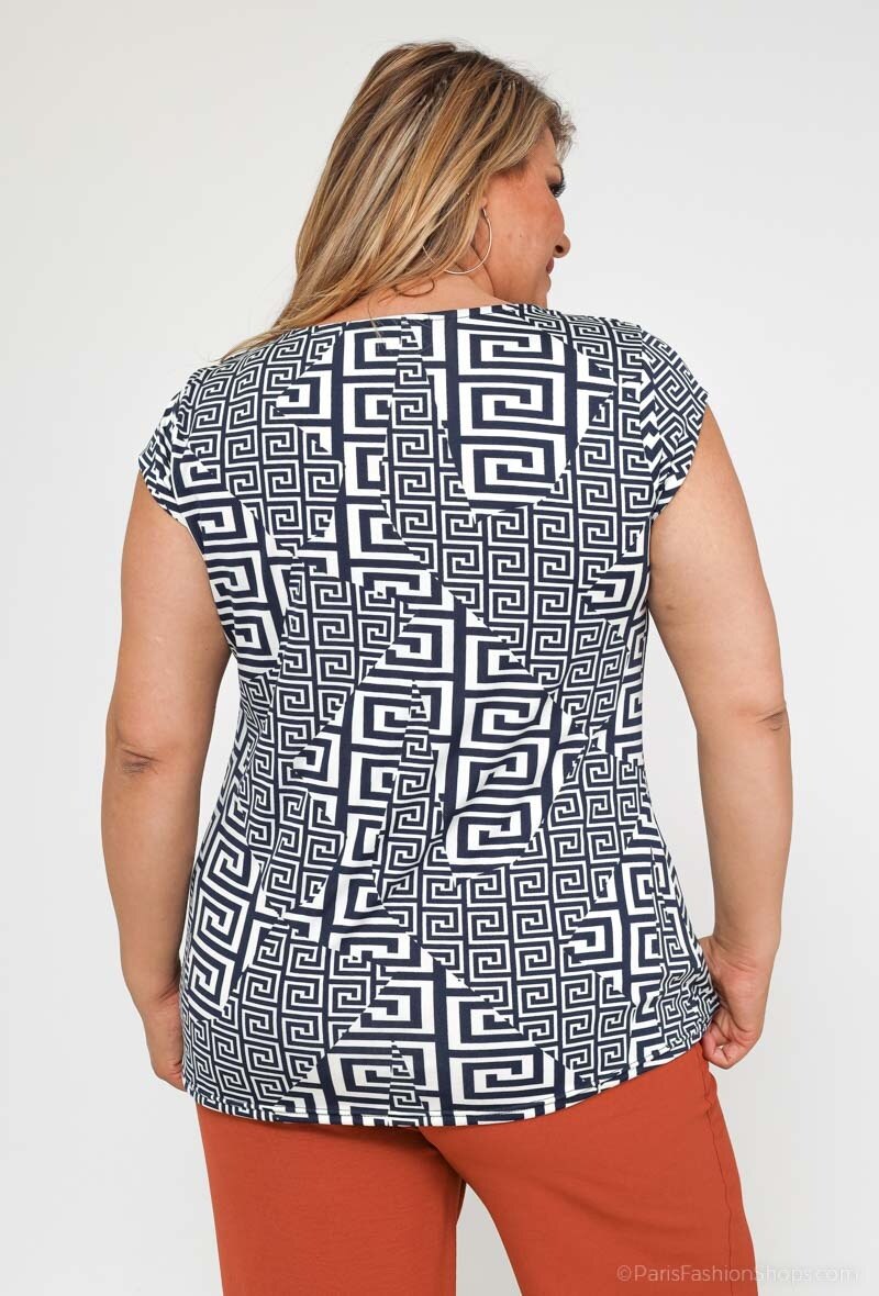 Plus Size Mönstrad Blus