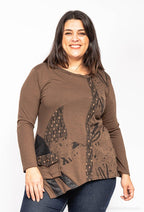 Plus Size Tryckt Blus