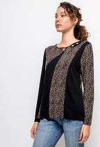 Plus Size Tryckt Blus med Leopardmönster