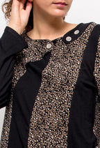 Plus Size Tryckt Blus med Leopardmönster