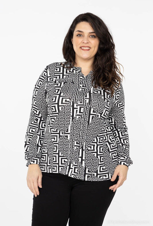 Plus Size Printed Blouse för Stiliga Kvinnor
