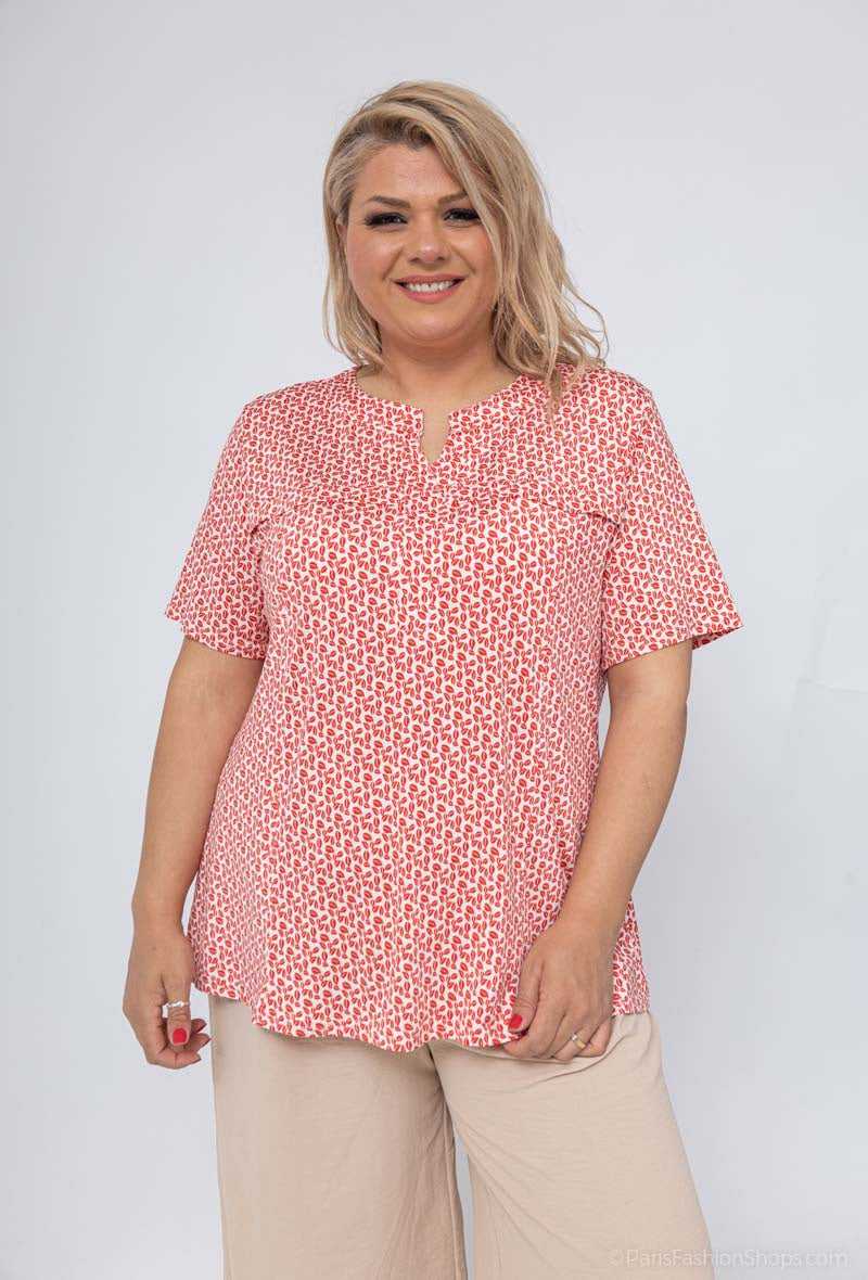 Plus Size Printed Blouse för Styla Damer