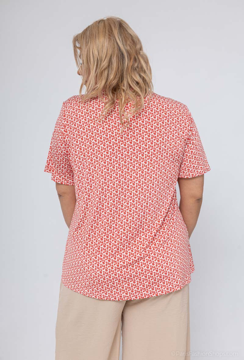Plus Size Printed Blouse för Styla Damer
