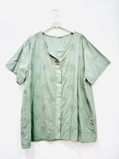 Plus Size Light cotton blouse with circles embroideries
