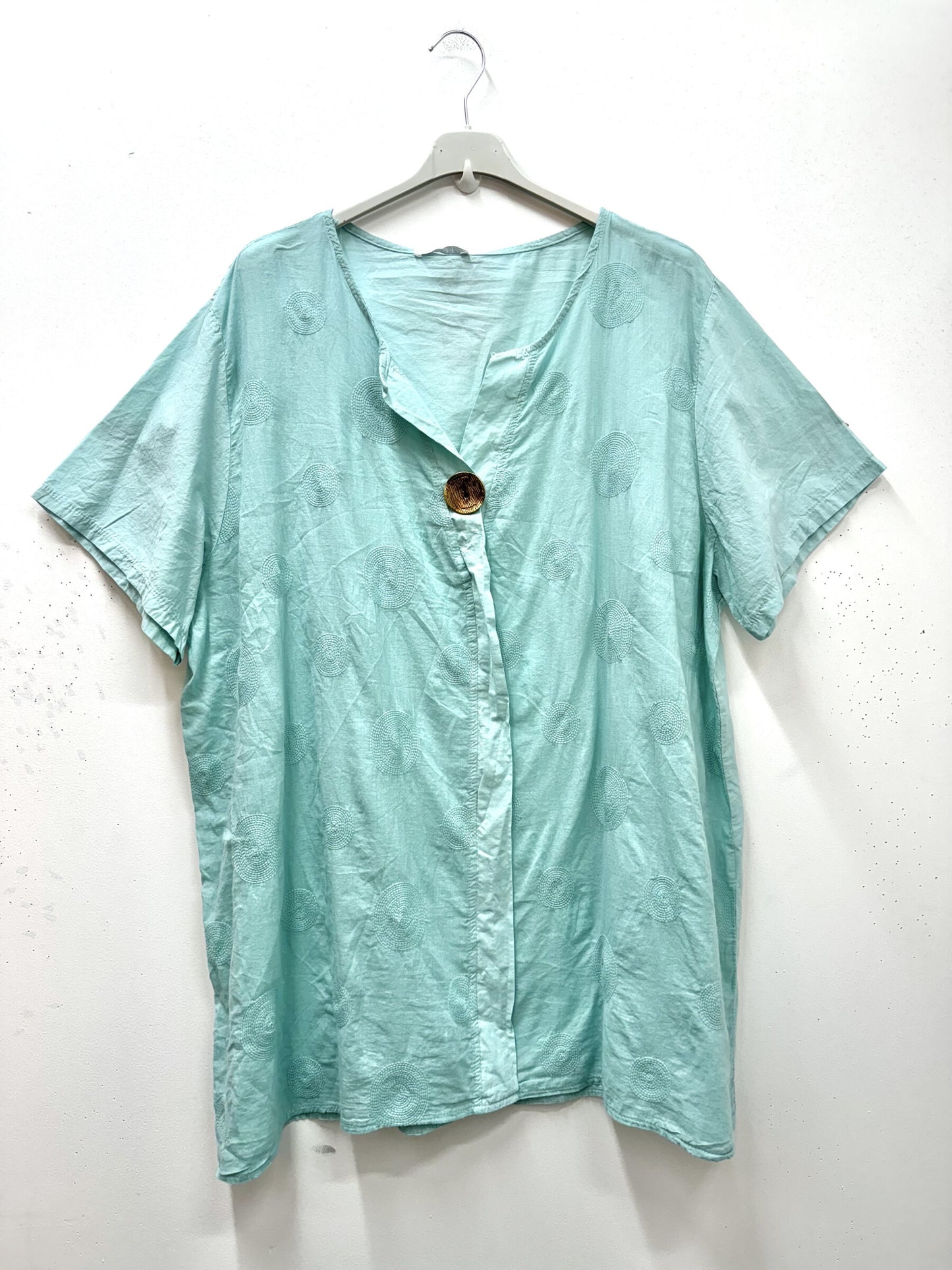Plus Size Light cotton blouse with circles embroideries