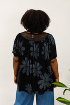 Plus Size Blomtryckt Viskosblus