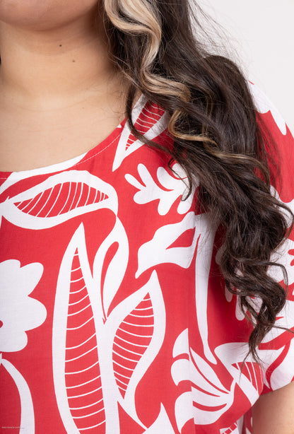 Plus Size Vegetaltryckt Blus i Viskos Crepe