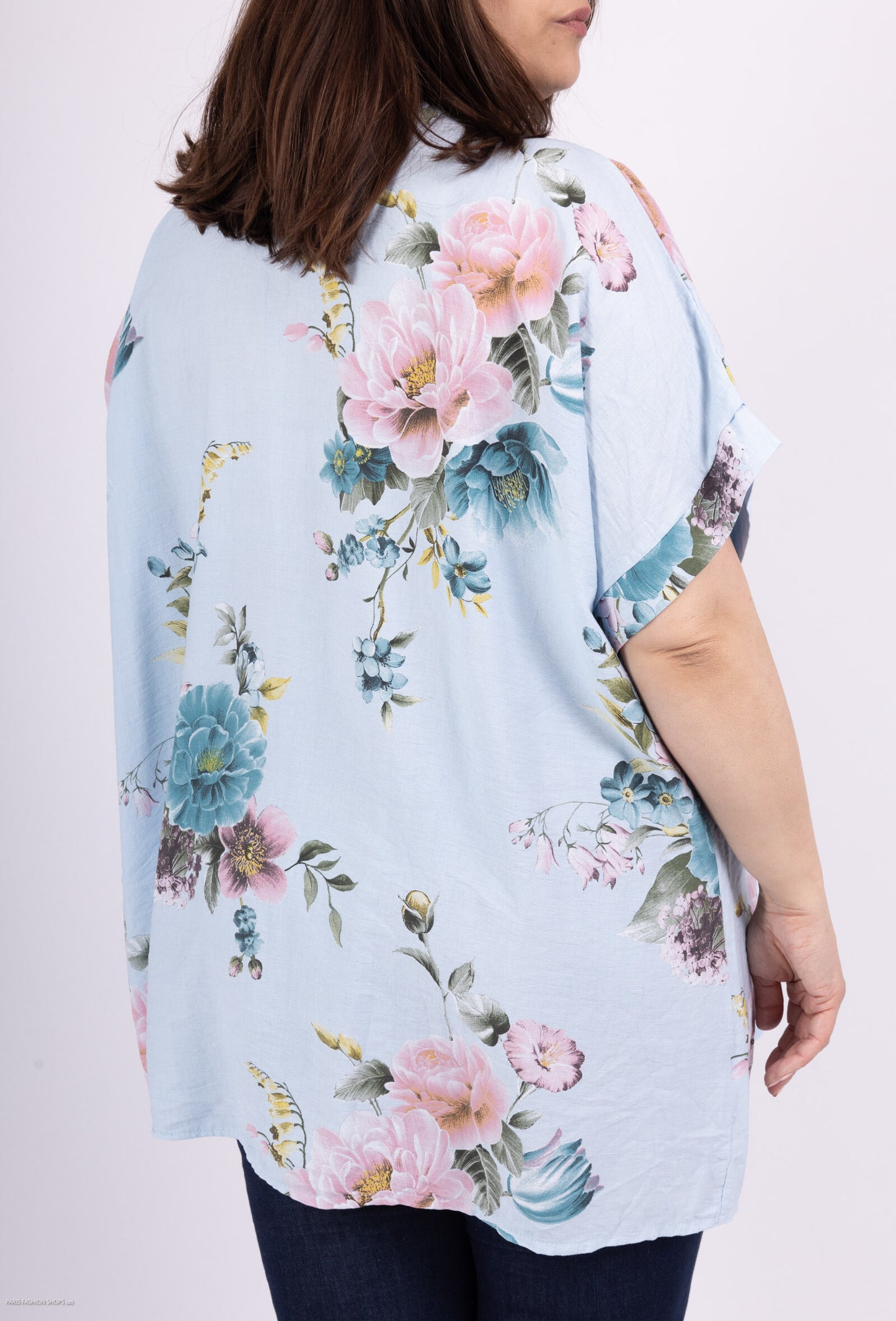 Blommig Blus i Plus Size i Blandad Viskos Crepe