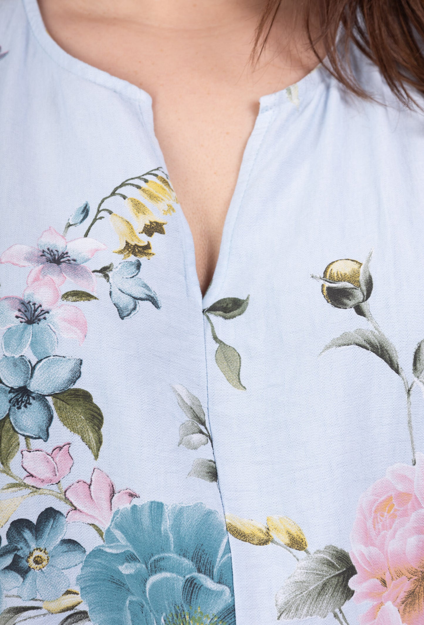 Blommig Blus i Plus Size i Blandad Viskos Crepe