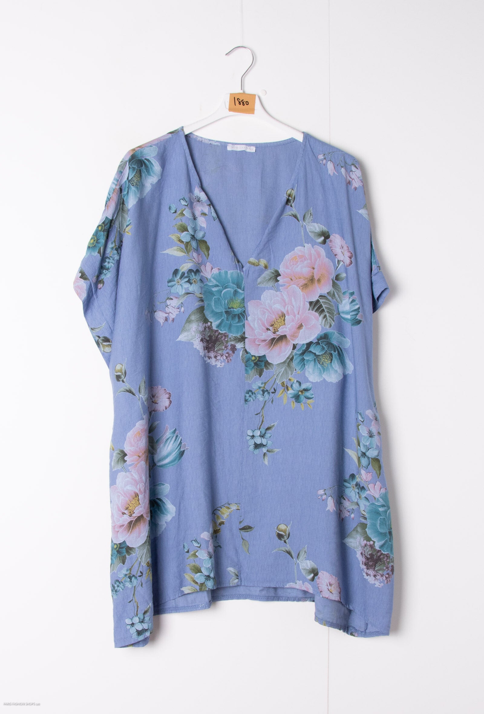 Plus Size Printed flower blouse in mixed viscose crepe