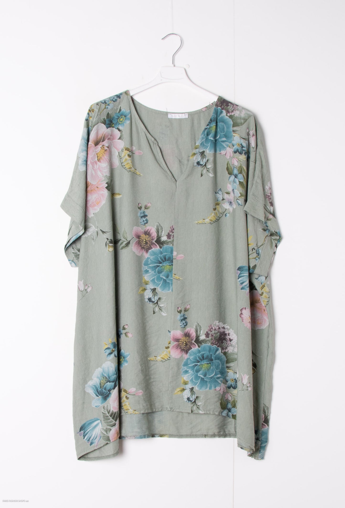 Plus Size Printed flower blouse in mixed viscose crepe