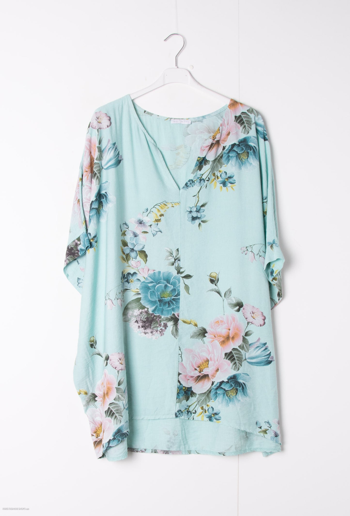 Plus Size Printed flower blouse in mixed viscose crepe