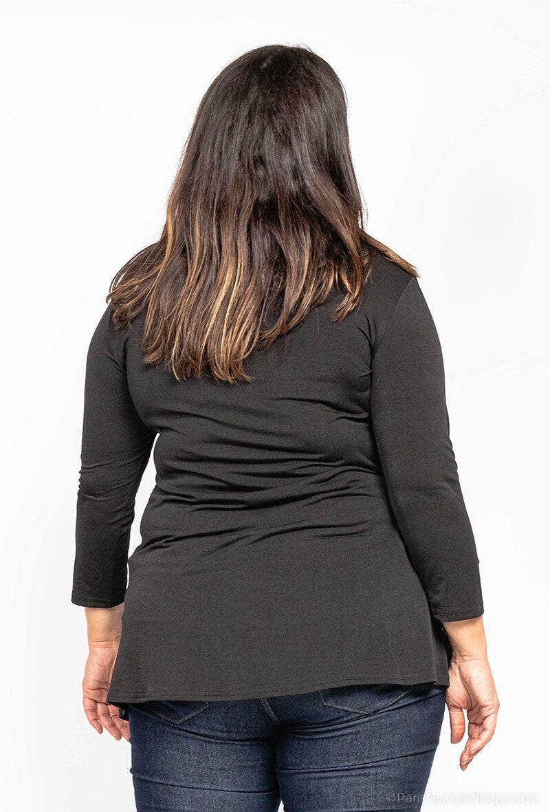 Plus Size Glittrig Blus med Reflekterande Detaljer