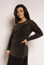 Plus Size Glitter Blus med Reflekterande Detaljer