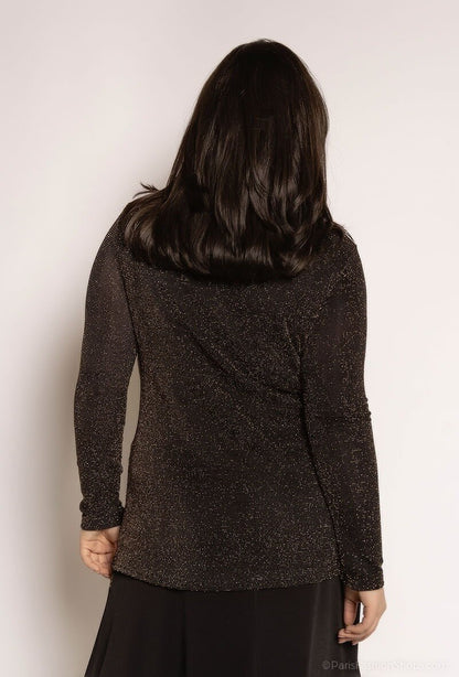 Plus Size Glittrig Blus med Reflekterande Detaljer