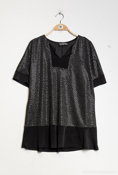 Glittrande Blus i Plus Size med Yokes