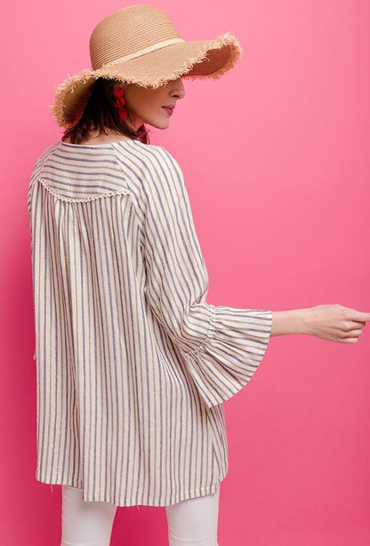 Plus Size Randig Skimrande Blus
