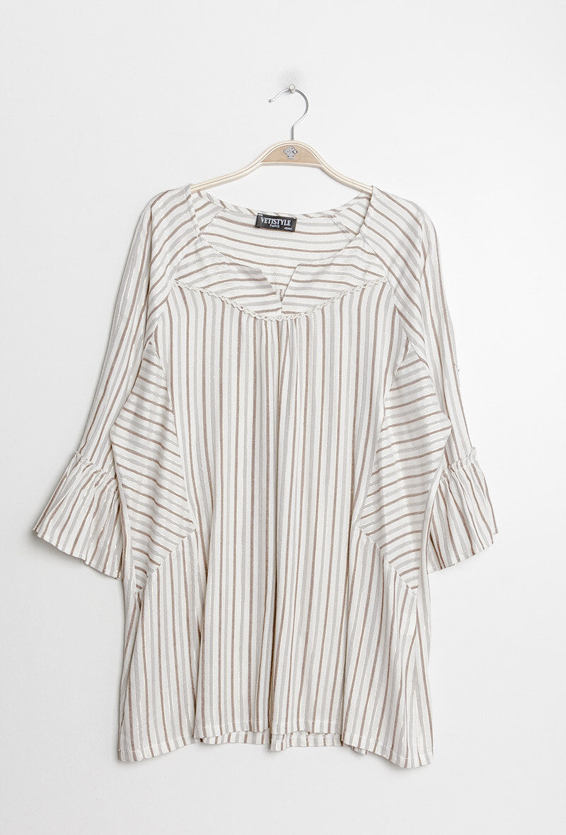 Plus Size Randig Skimrande Blus