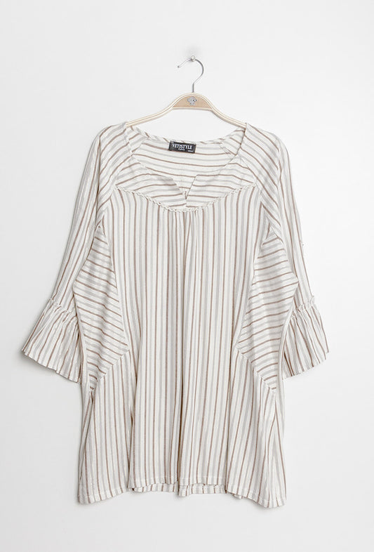 Plus Size Randig Skimrande Blus