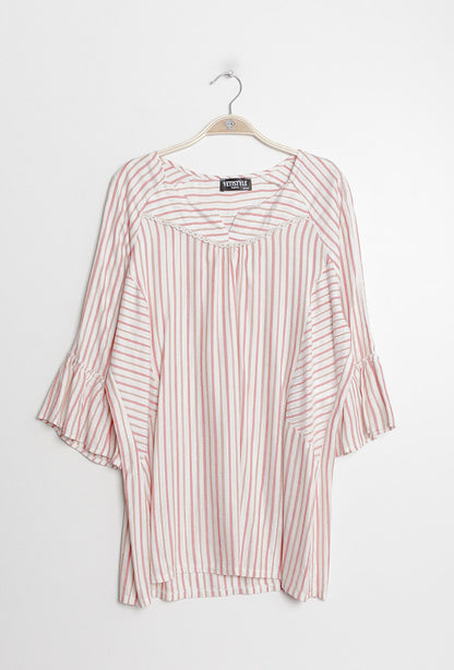 Plus Size Striped shiny blouse