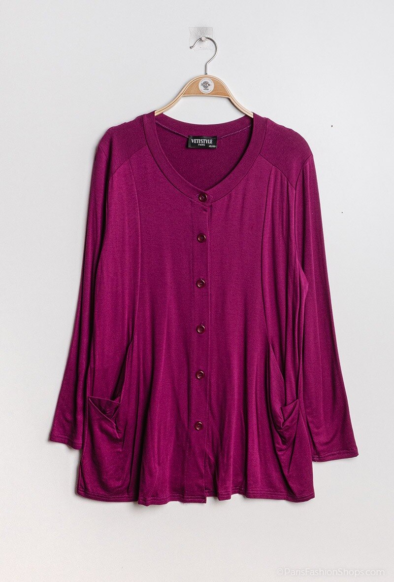 Plus Size Buttoned stretch blouse