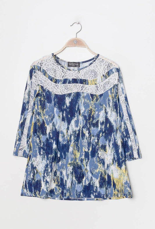 Plus Size Stretch Printed Blouse