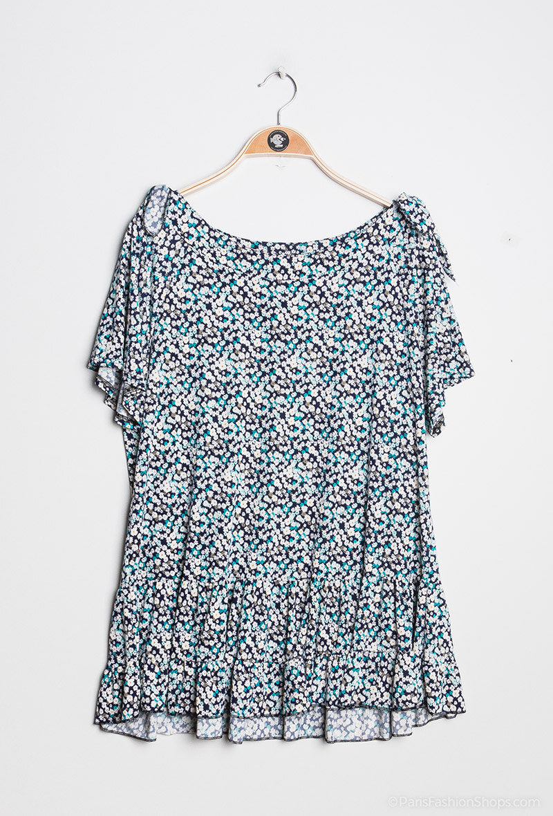 Blommönstrad Stretchblus i Plus Size