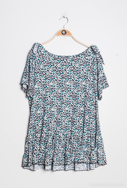Blommönstrad Stretchblus i Plus Size