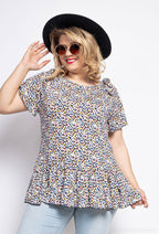 Plus Size Blommig Stretch Blus