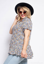 Plus Size Blommig Stretch Blus