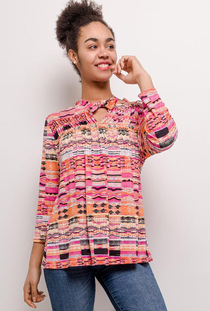 Stretch printed blouse - Stora Storlekar
