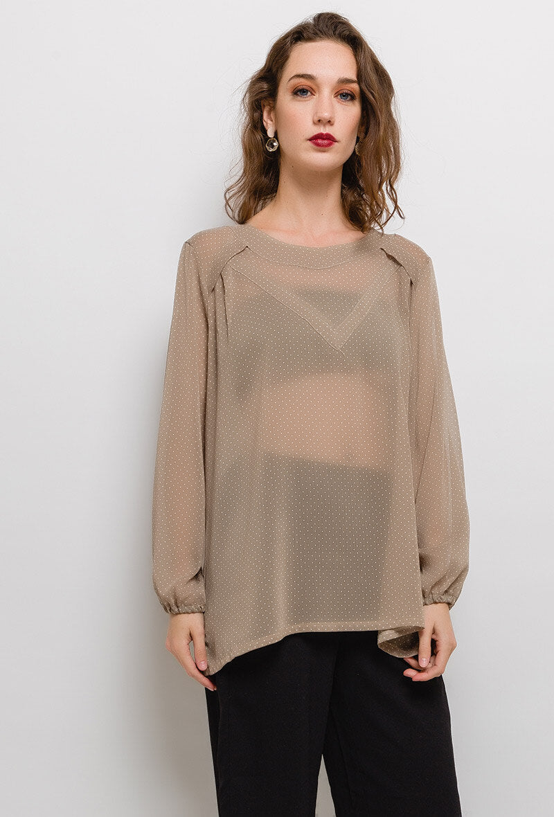 Plus Size Transparent spotted blouse