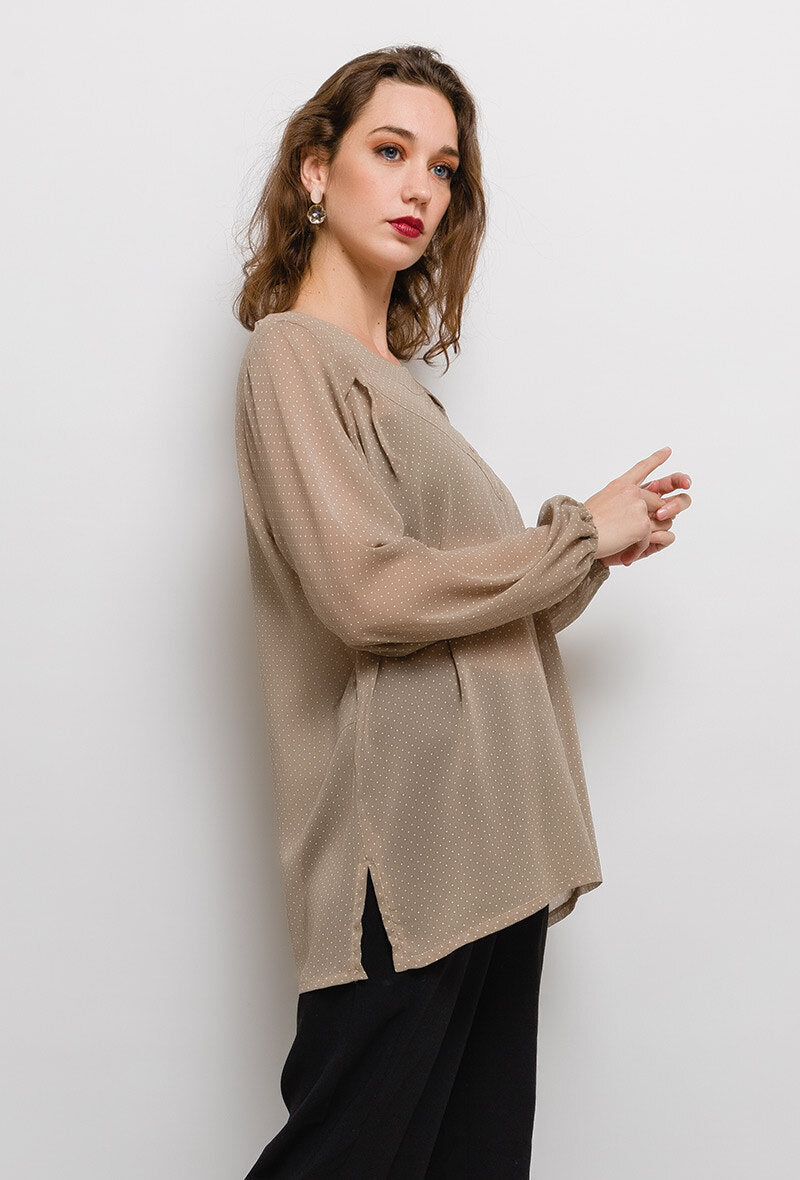 Plus Size Transparent Spotted Blouse