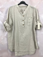 Plus Size Blus med Tunisisk Krage