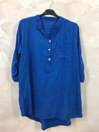 Plus Size Blus med Tunisisk Krage