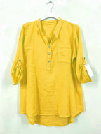 Plus Size Plain blouse with Tunisian collar