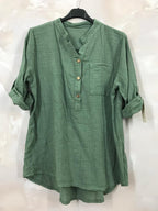Plus Size Blus med Tunisisk Krage