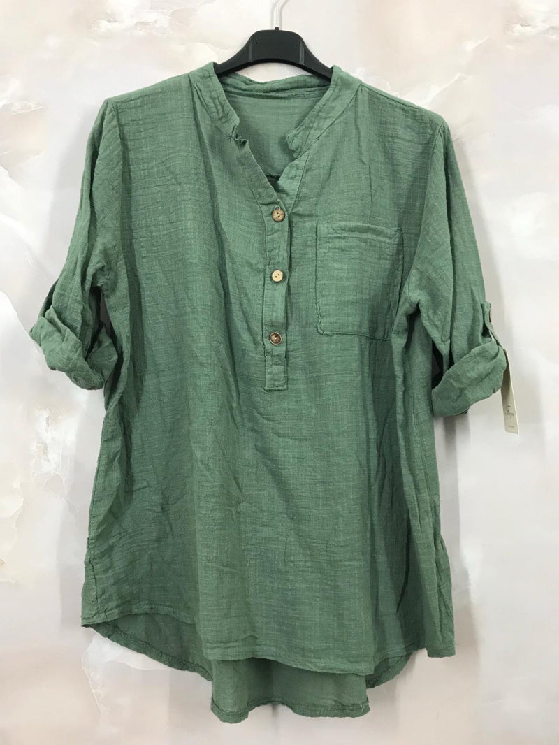 Plus Size Blus med Tunisisk Krage