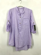 Plus Size Plain blouse with Tunisian collar