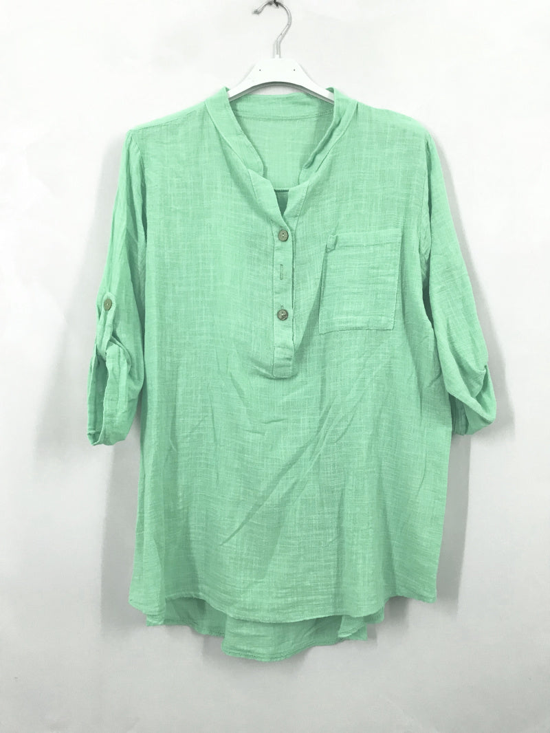 Plus Size Blus med Tunisisk Krage