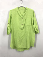 Plus Size Plain blouse with Tunisian collar