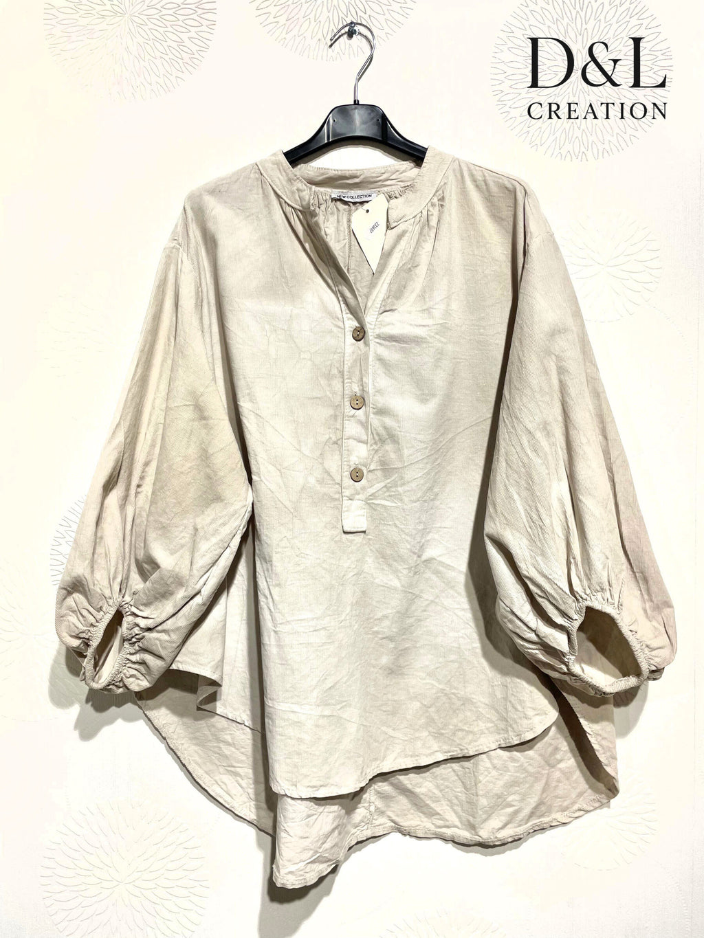 Velvet Blus 100% Bomull med Puffärmar