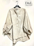 Velvet Blus 100% Bomull med Puffärmar
