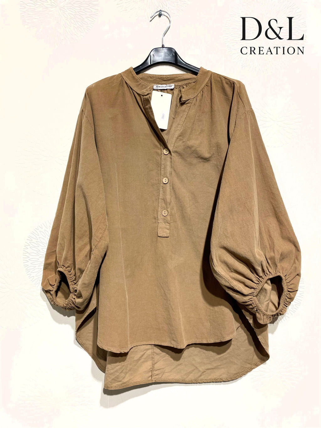 Velvet blouse 100% cotton puff sleeves sizes 40 to 52 Stora Storlekar