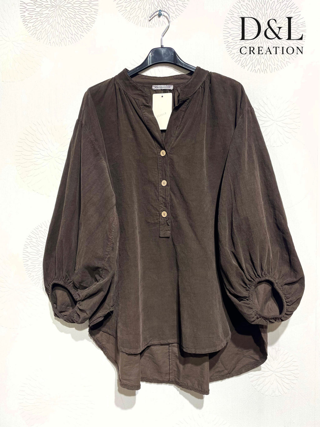 Velvet blouse 100% cotton puff sleeves sizes 40 to 52 Stora Storlekar