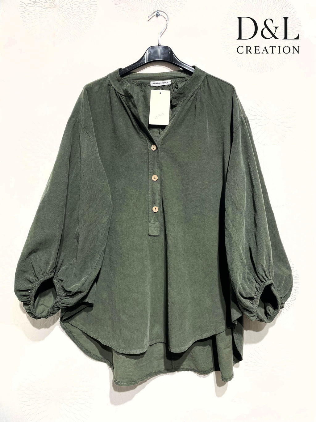 Velvet blouse 100% cotton puff sleeves sizes 40 to 52 Stora Storlekar