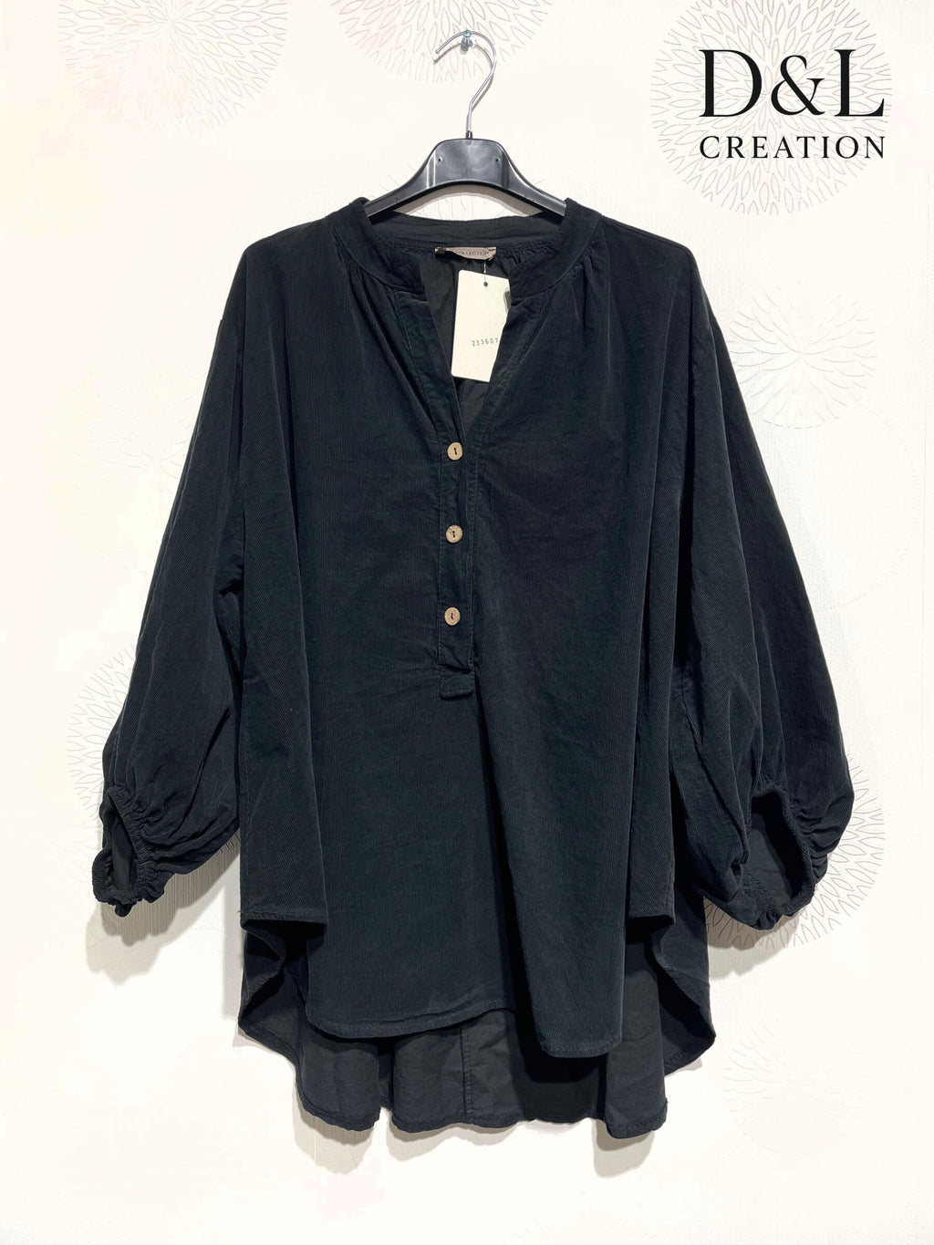Velvet blouse 100% cotton puff sleeves sizes 40 to 52 Stora Storlekar